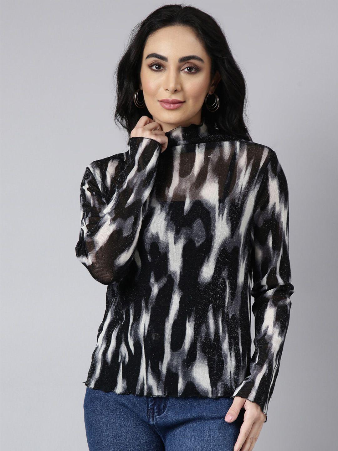 showoff bell sleeve high neck top