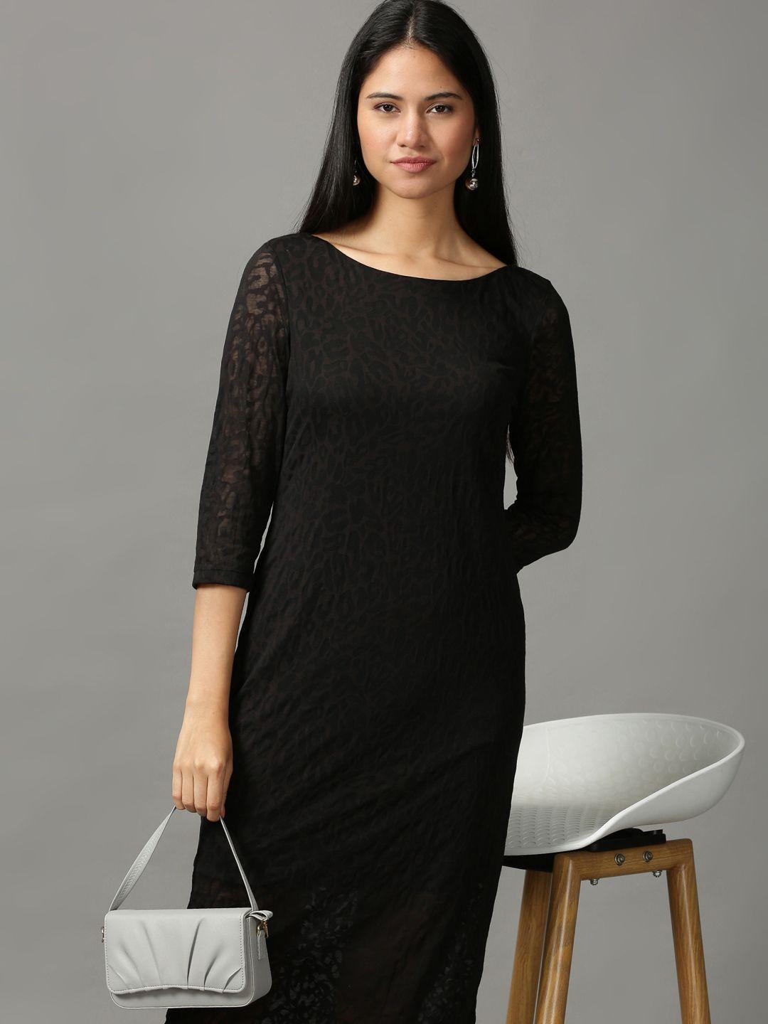 showoff black lace sheath dress