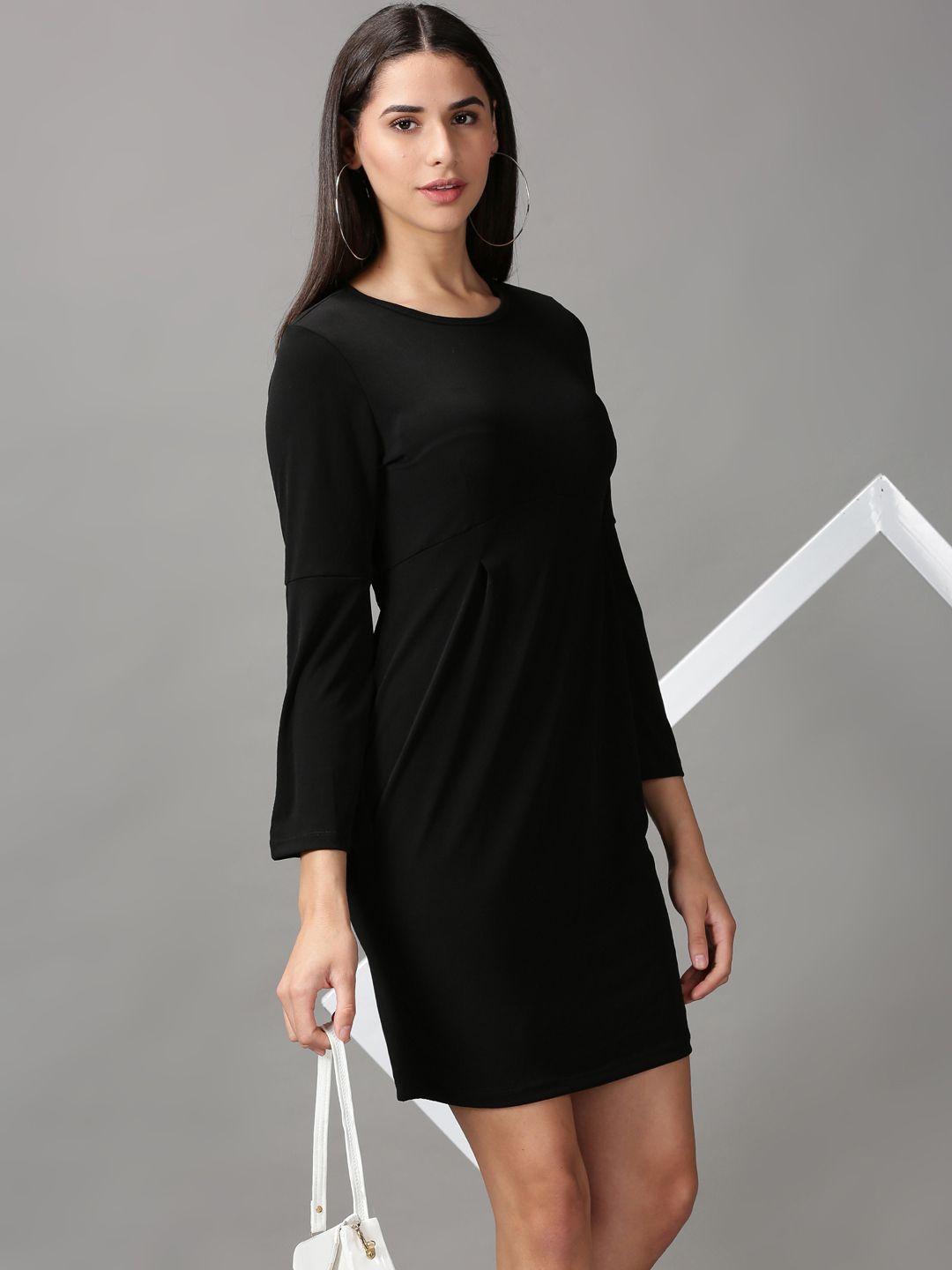 showoff-black-solid-sheath-dress