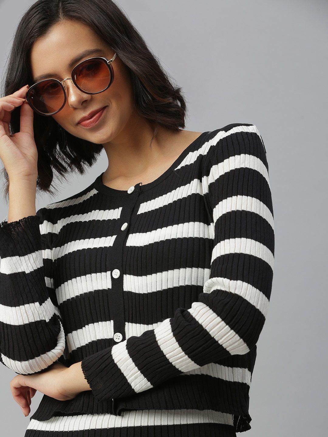 showoff black striped sweater dress
