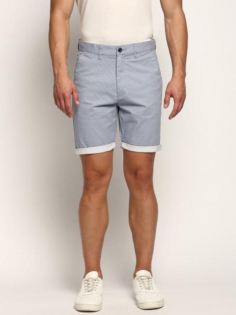 showoff blue slim fit printed shorts