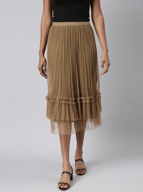 showoff brown midi skirt