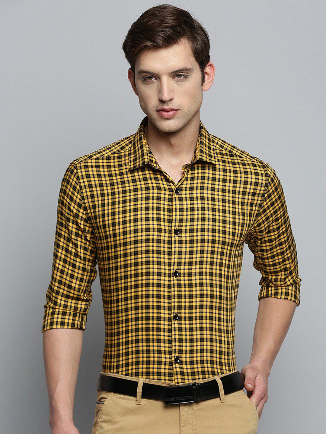 showoff classic checked twill weave formal cotton shirt