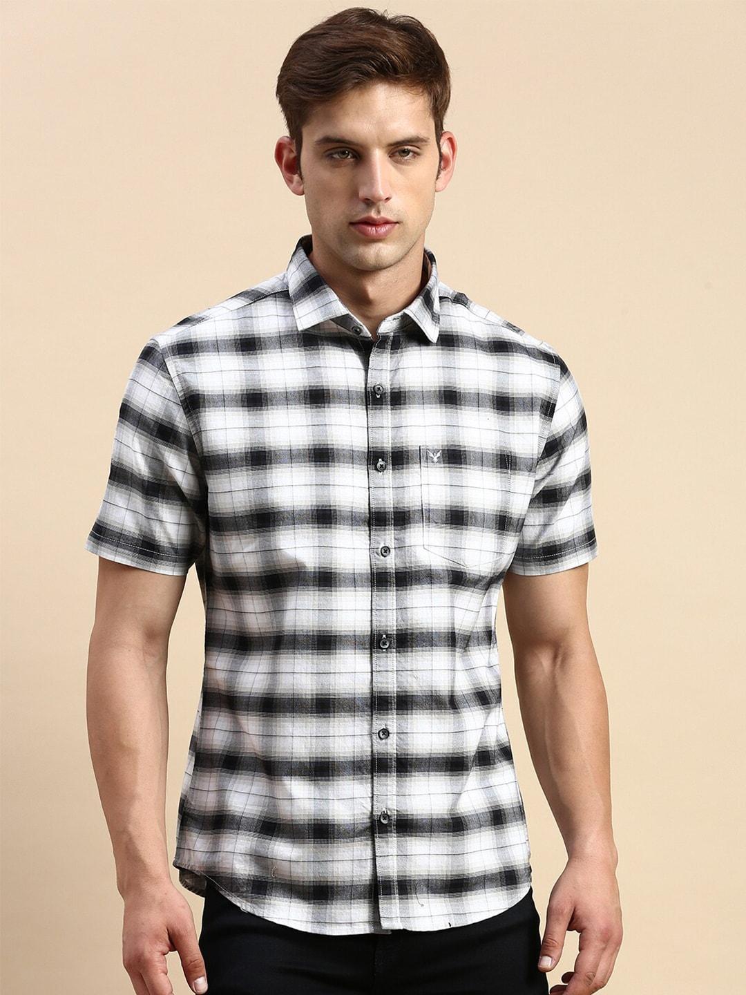 showoff comfort fit checked casual cotton shirt