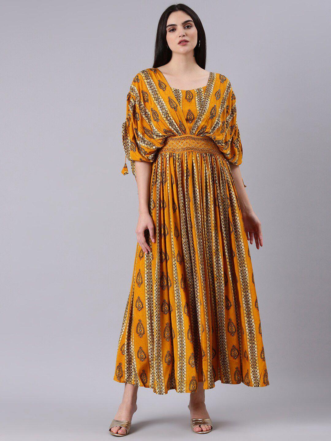 showoff ethnic motifs printed kimono sleeves maxi dress