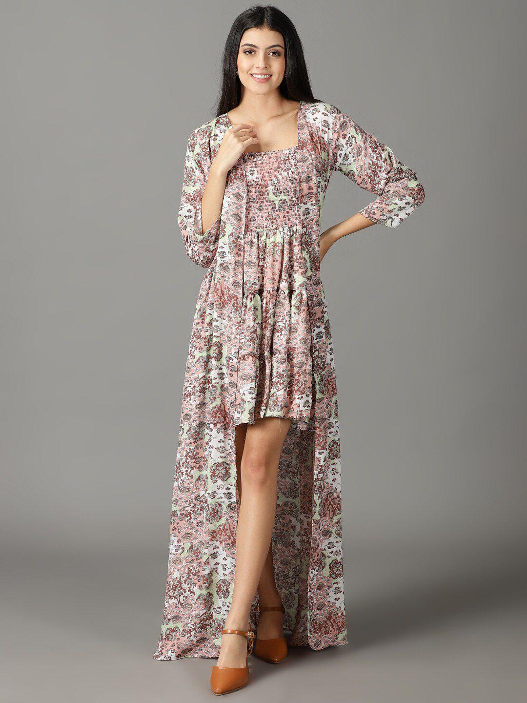 showoff floral layered a-line dress