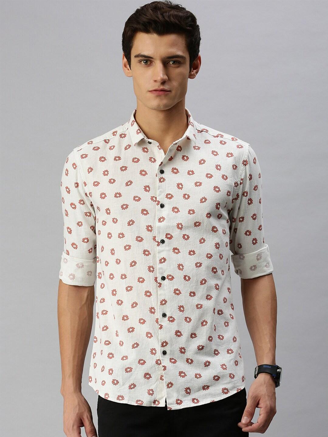 showoff floral printed comfort fit cotton casual shirt