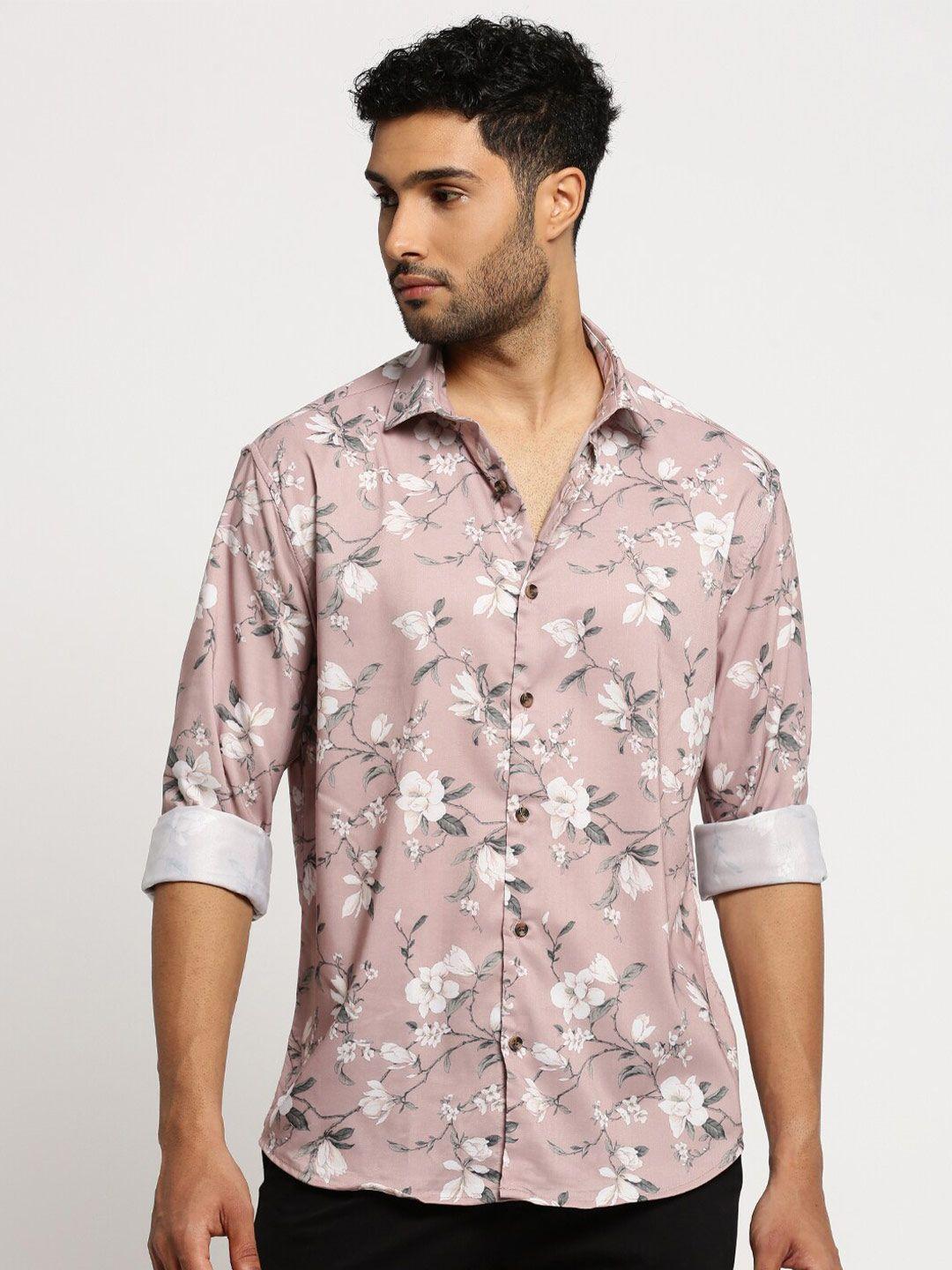 showoff floral printed standard slim fit cotton casual shirt