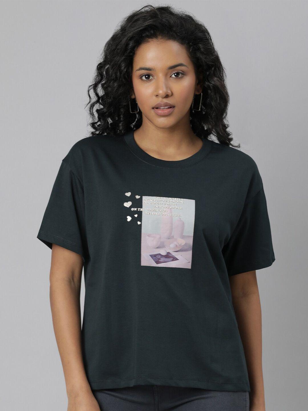 showoff graphic printed boxy cotton t-shirt