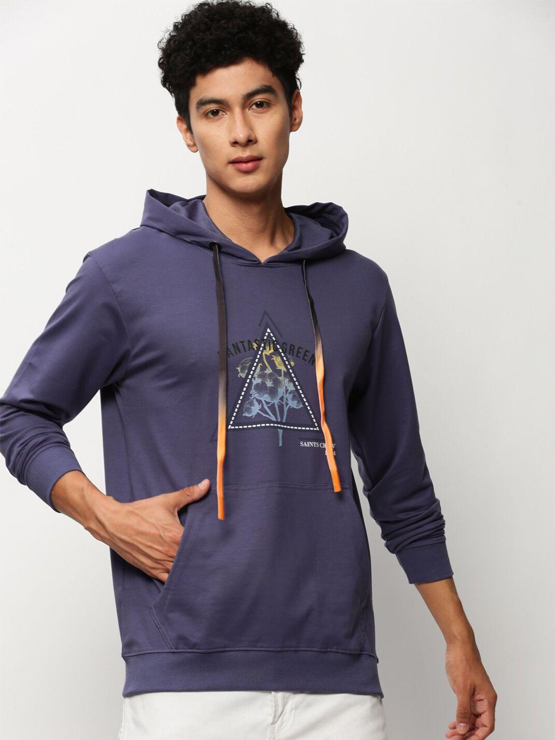 showoff graphic printed hooded pullover cotton sweatshirt