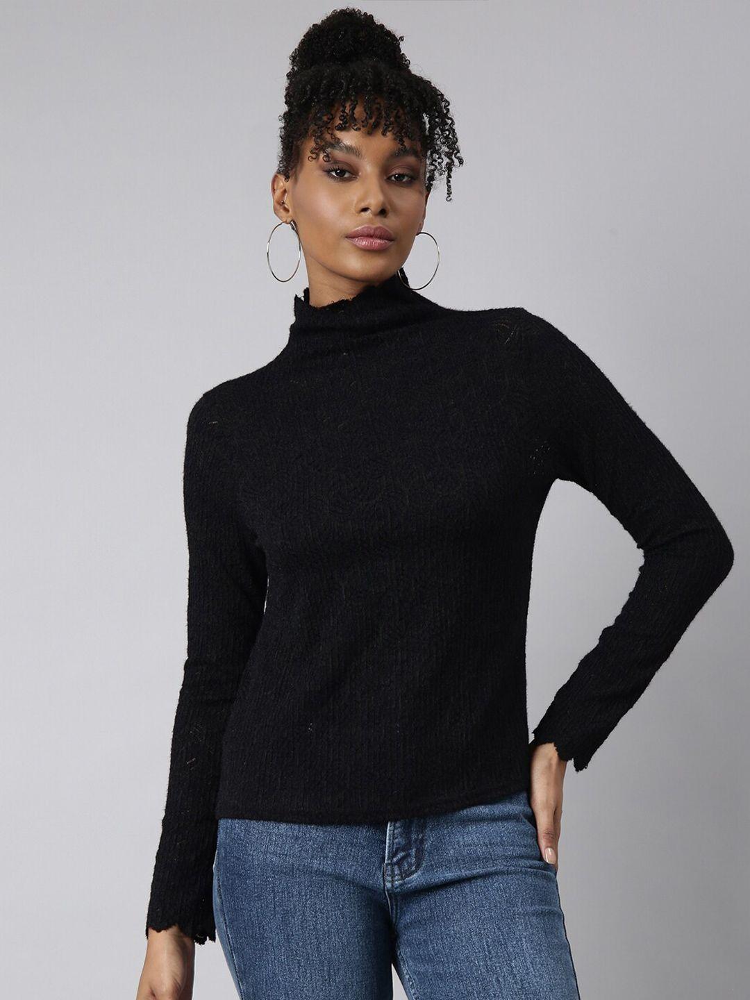 showoff high neck knitted fitted top