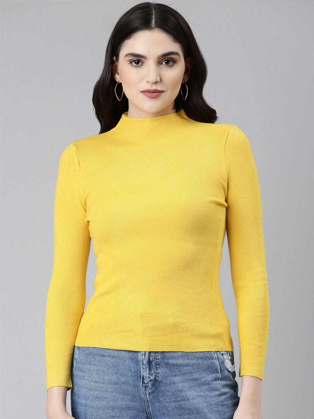 showoff high neck long sleeves fitted top