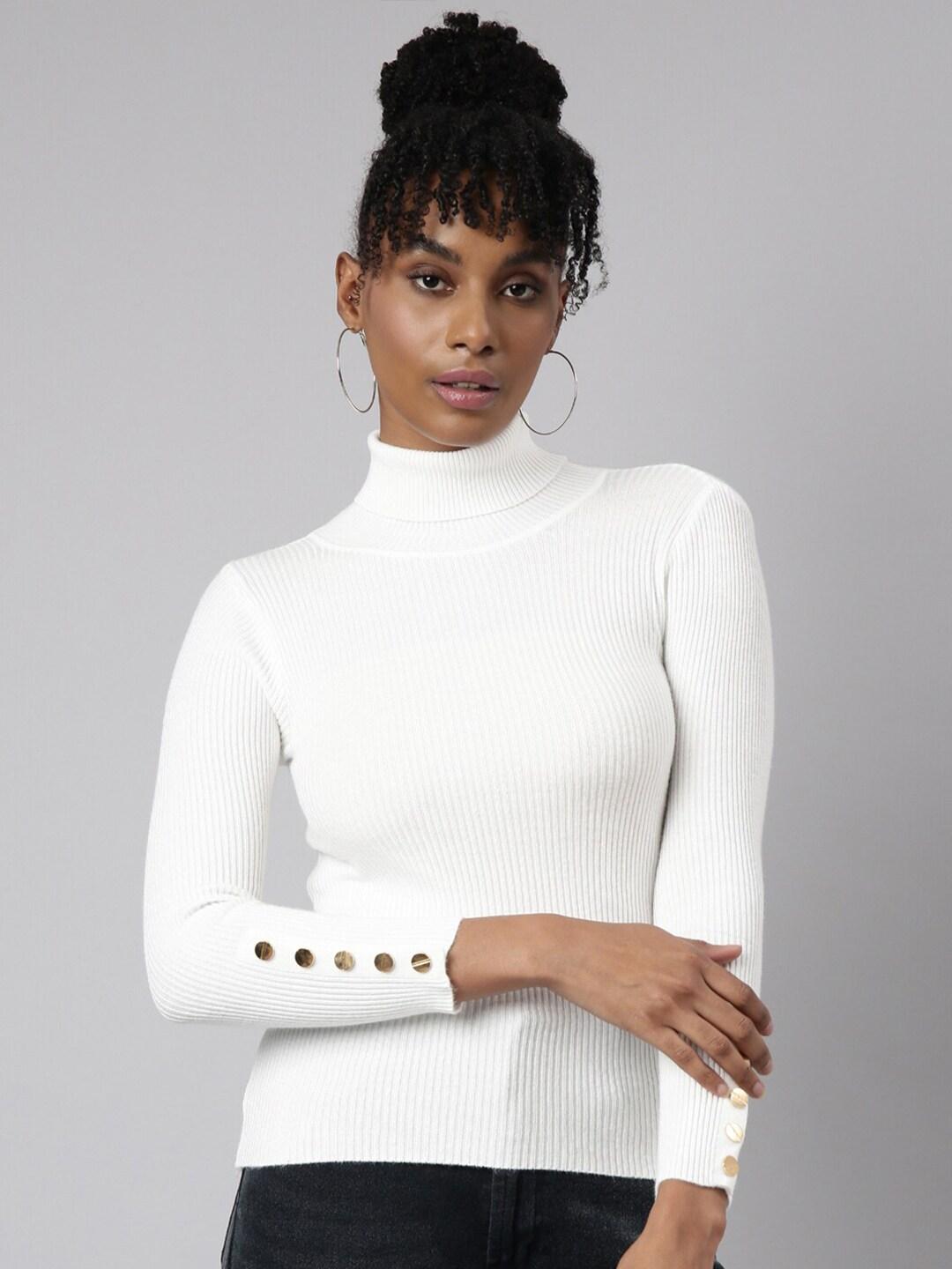 showoff high neck long sleeves monochrome top
