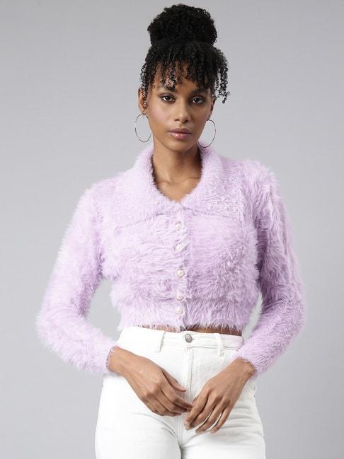 showoff lavender regular fit cardigan