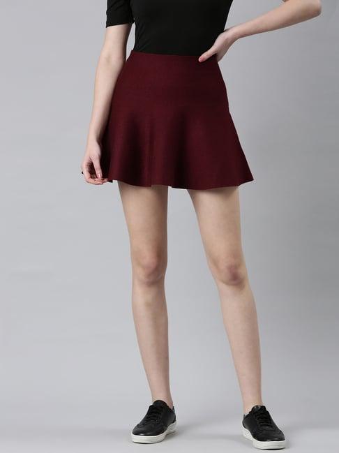showoff maroon mini skirt