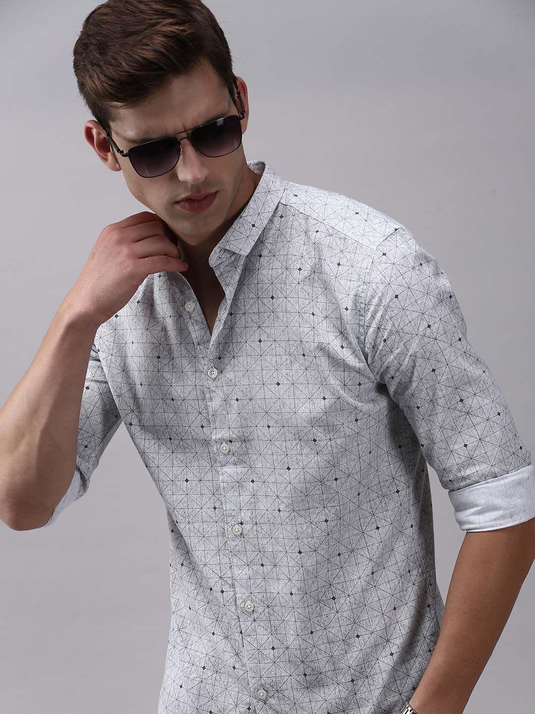 showoff men comfort printed cotton casual shirt