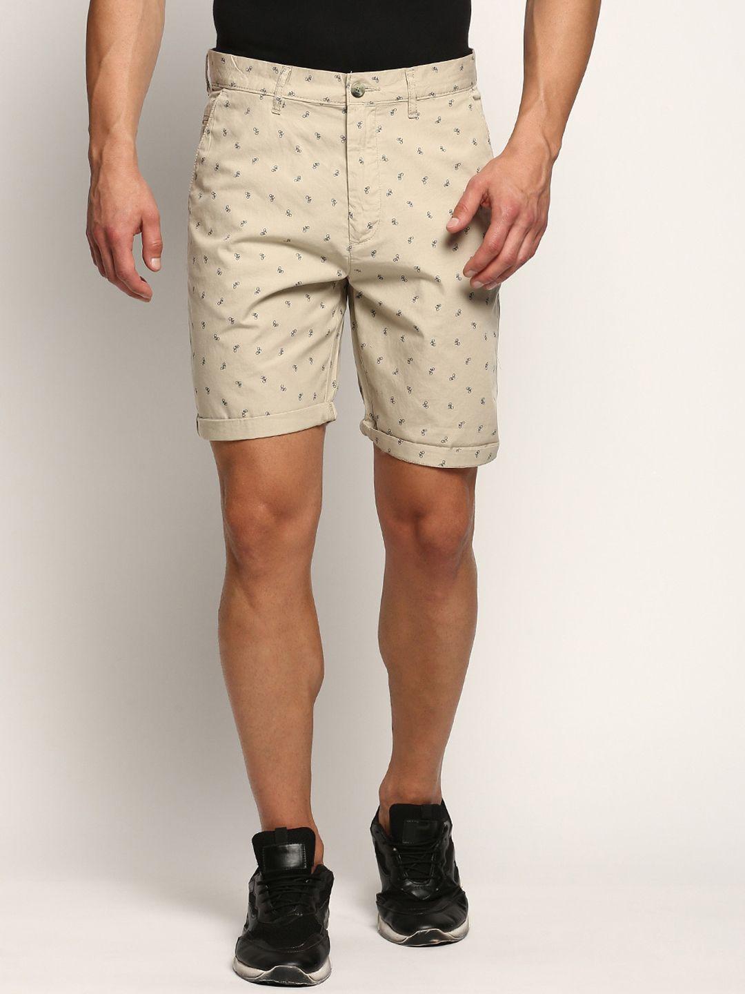 showoff men conversational printed cotton shorts