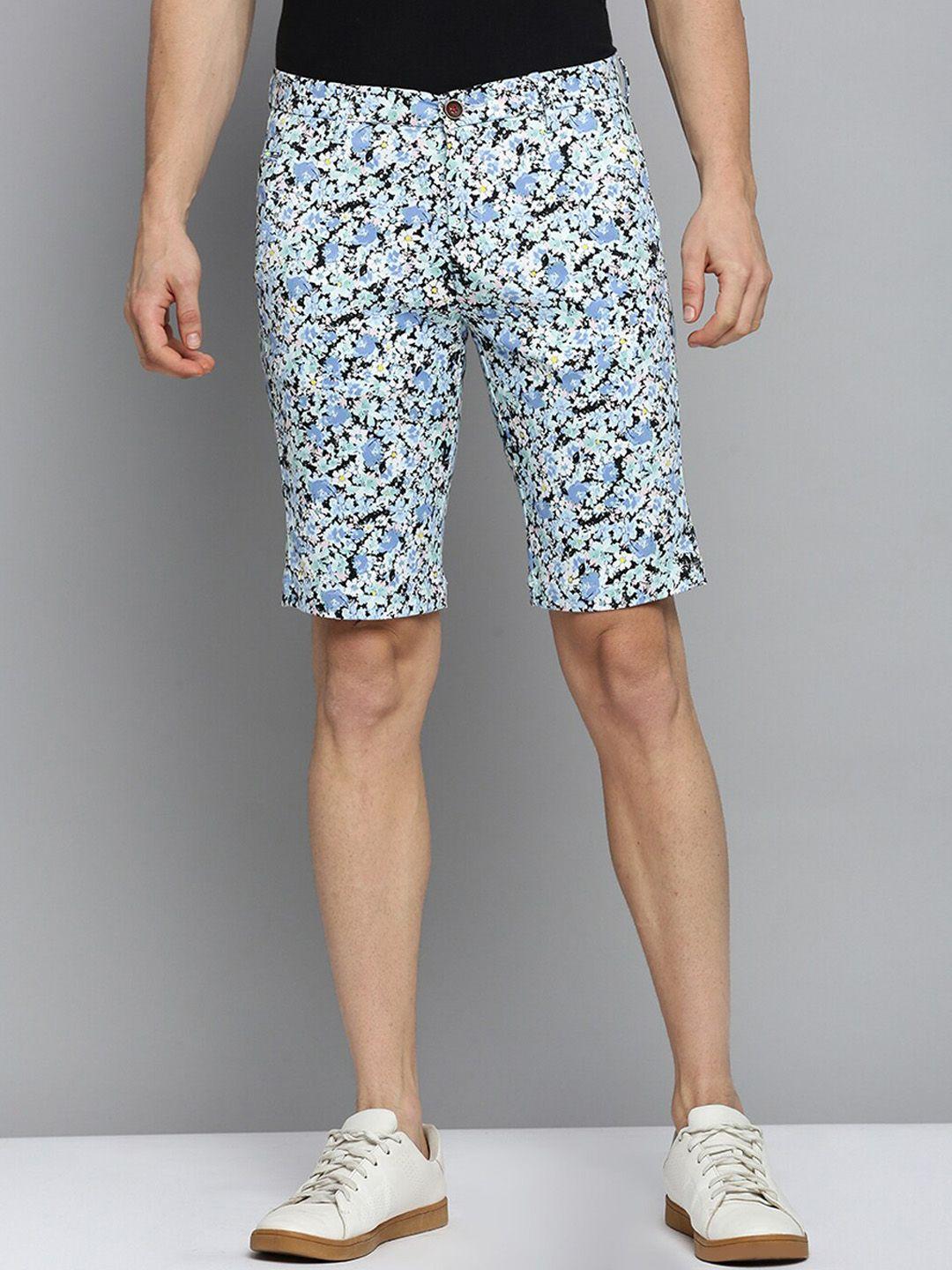 showoff men floral printed mid rise cotton cambric chino shorts