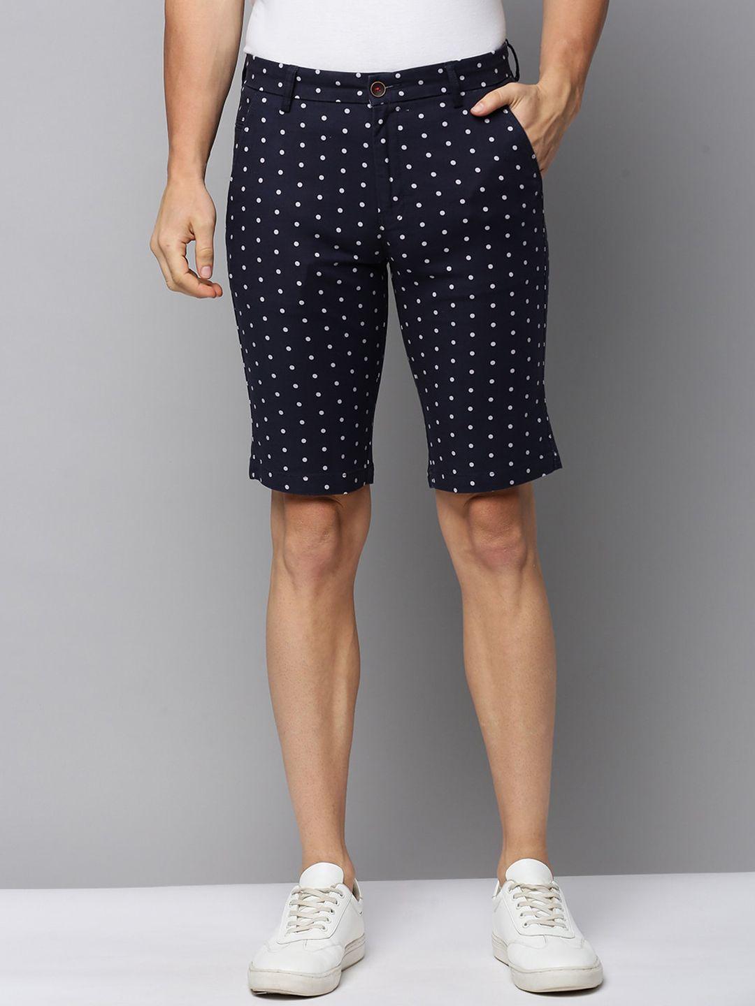 showoff men polka dots printed cotton shorts