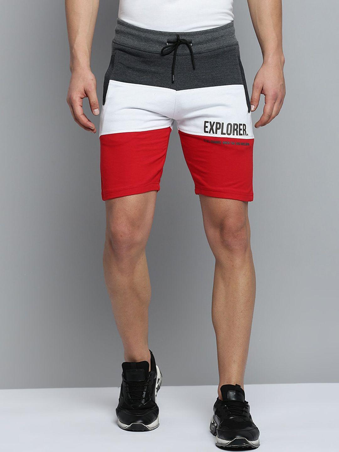 showoff men regular fit colourblocked shorts