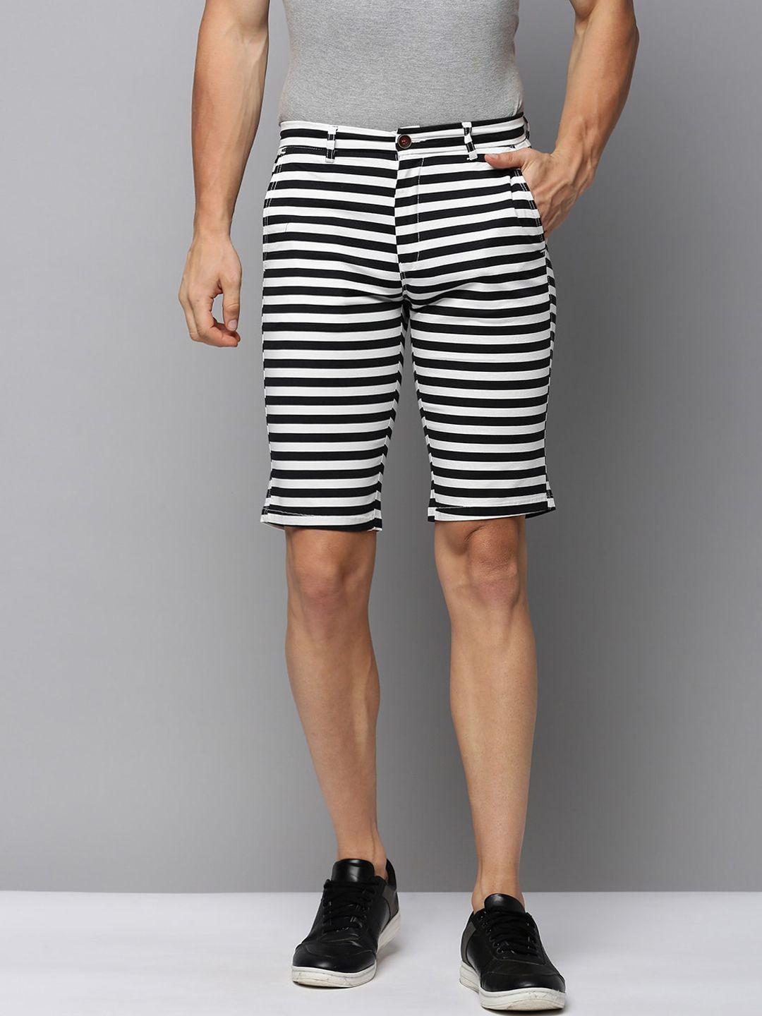 showoff men striped mid-rise cotton regular shorts