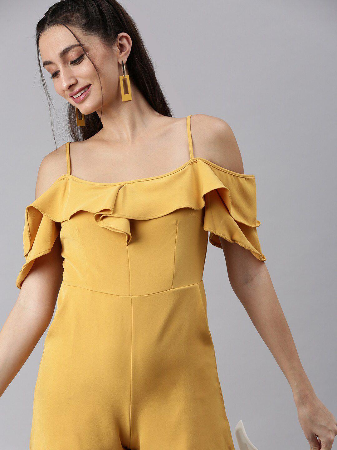showoff mustard with layered jumpsuit