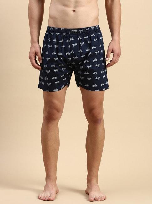showoff navy blue cotton slim fit printed boxers