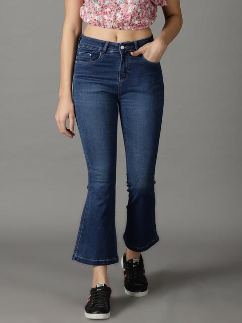 showoff navy relaxed fit high rise jeans
