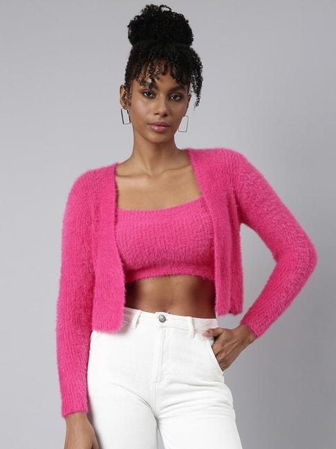 showoff pink textured sweater