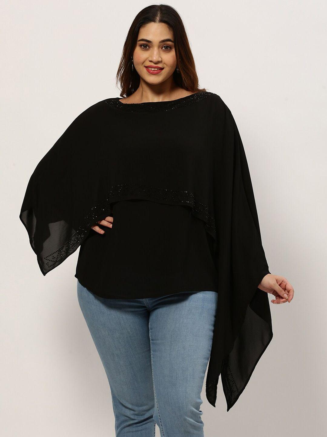 showoff plus plus size cape sleeves layered crepe cape top