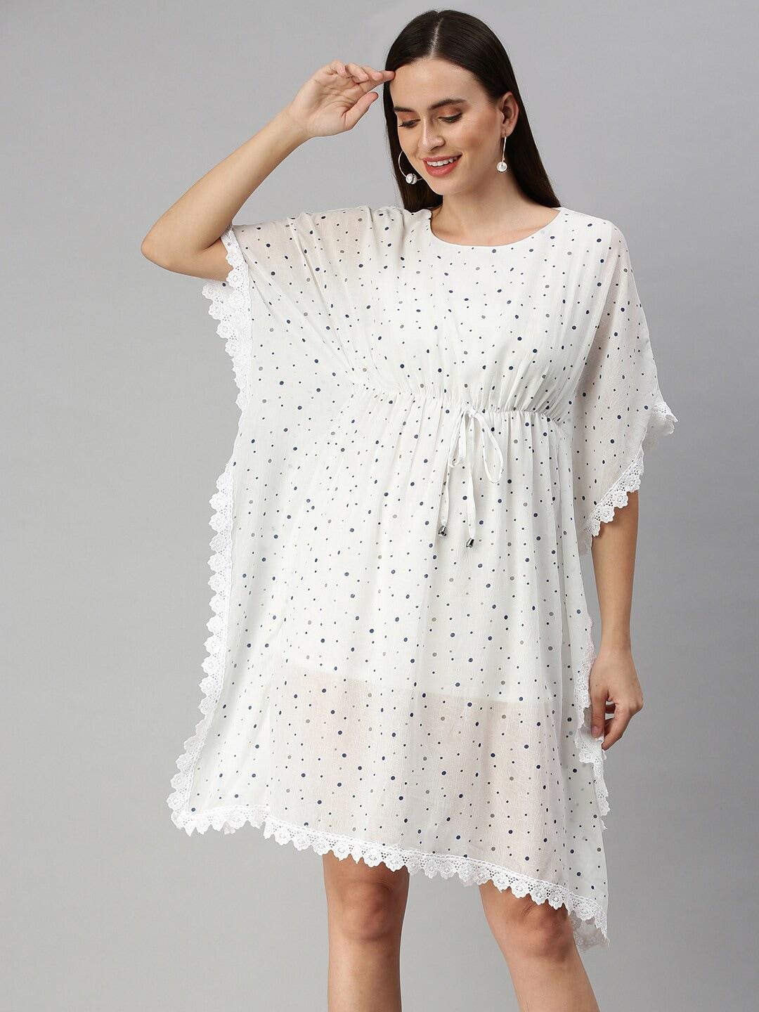 showoff polka dots printed kaftan dress