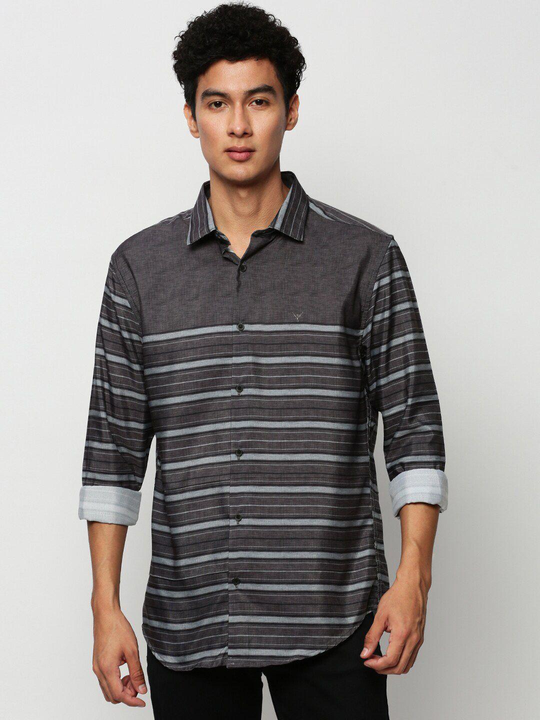 showoff premium horizontal striped cotton slim fit casual shirt