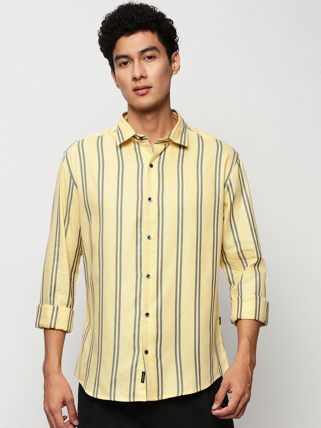 showoff premium slim fit vertical stripes opaque cotton casual shirt