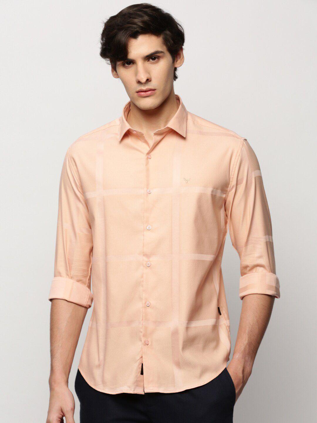 showoff premium slim fit windowpane checks cotton twill casual shirt