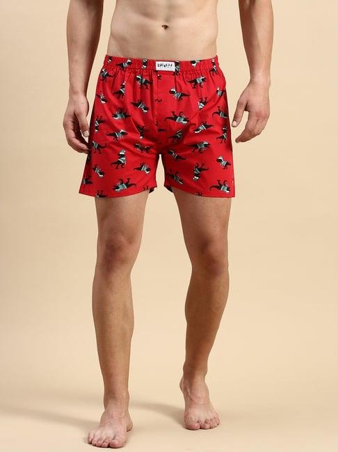 showoff red cotton slim fit printed boxers
