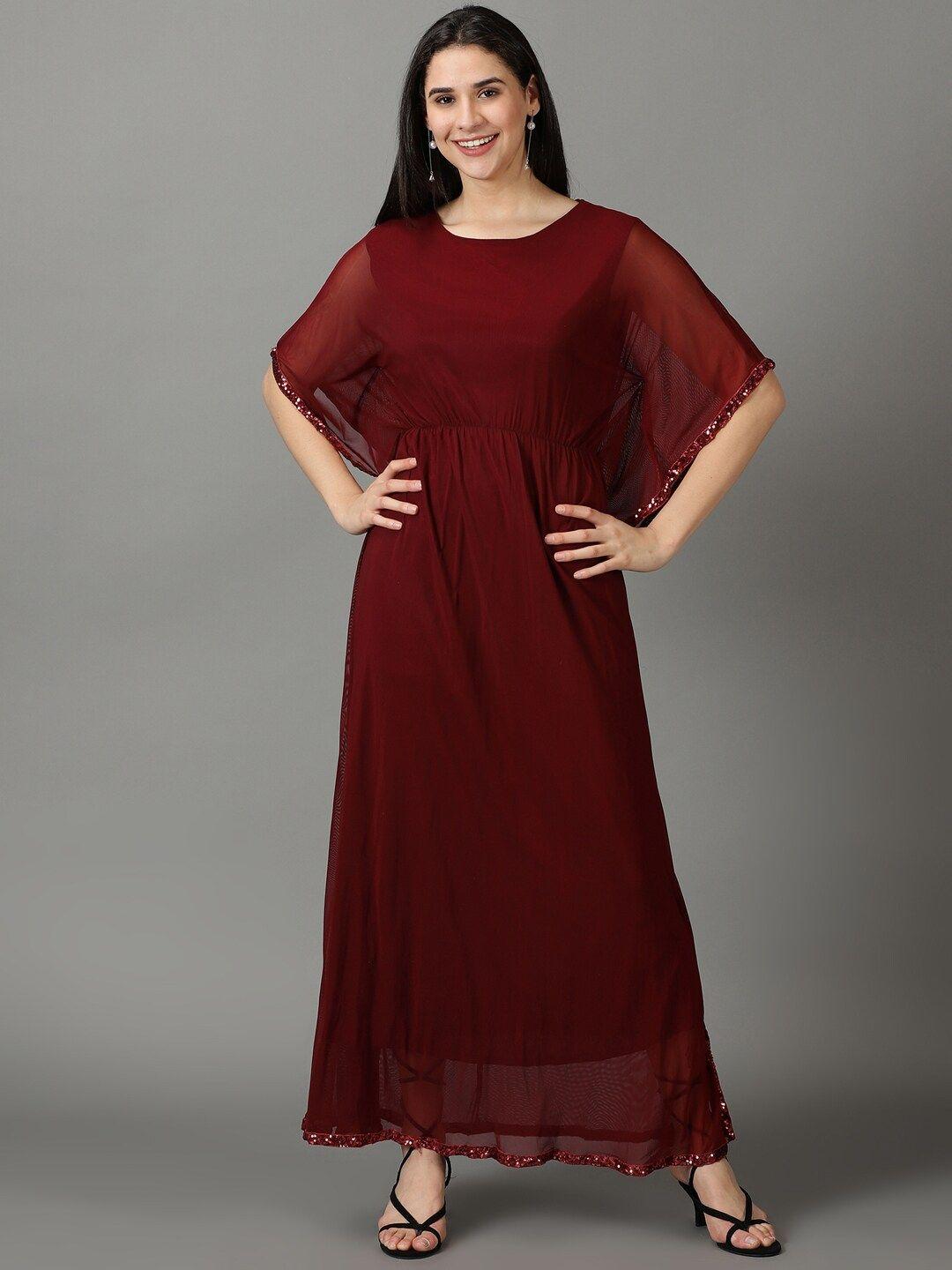 showoff sequined net kaftan maxi dress