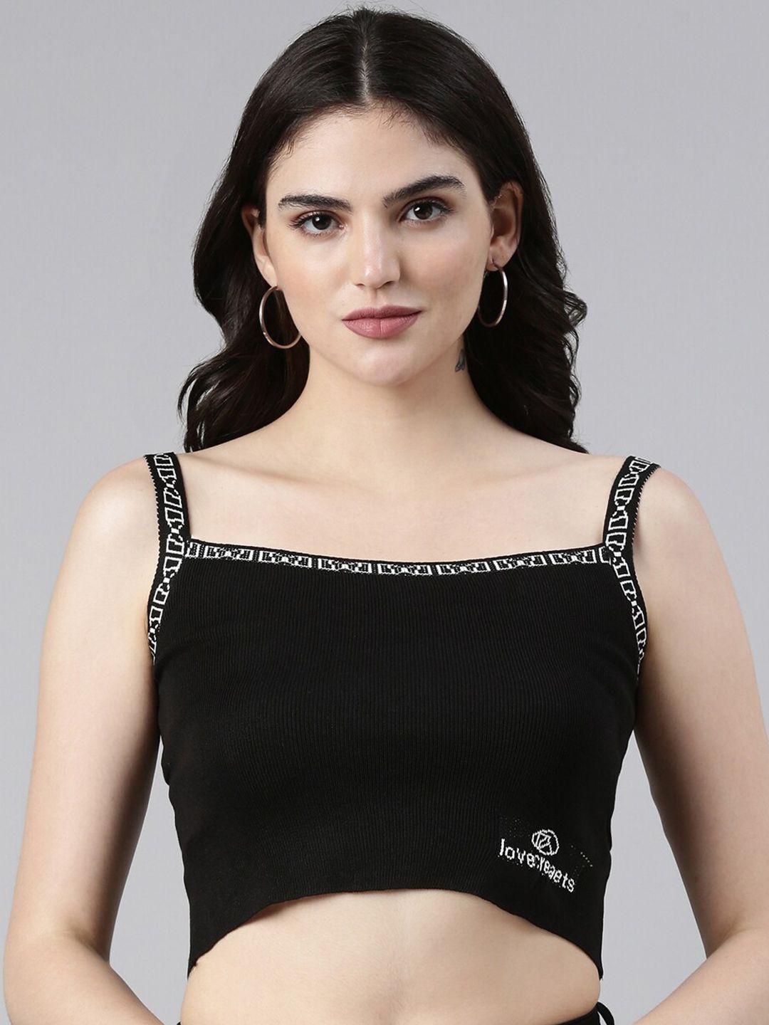 showoff shoulder straps sleeveless ribbed fitted crop top