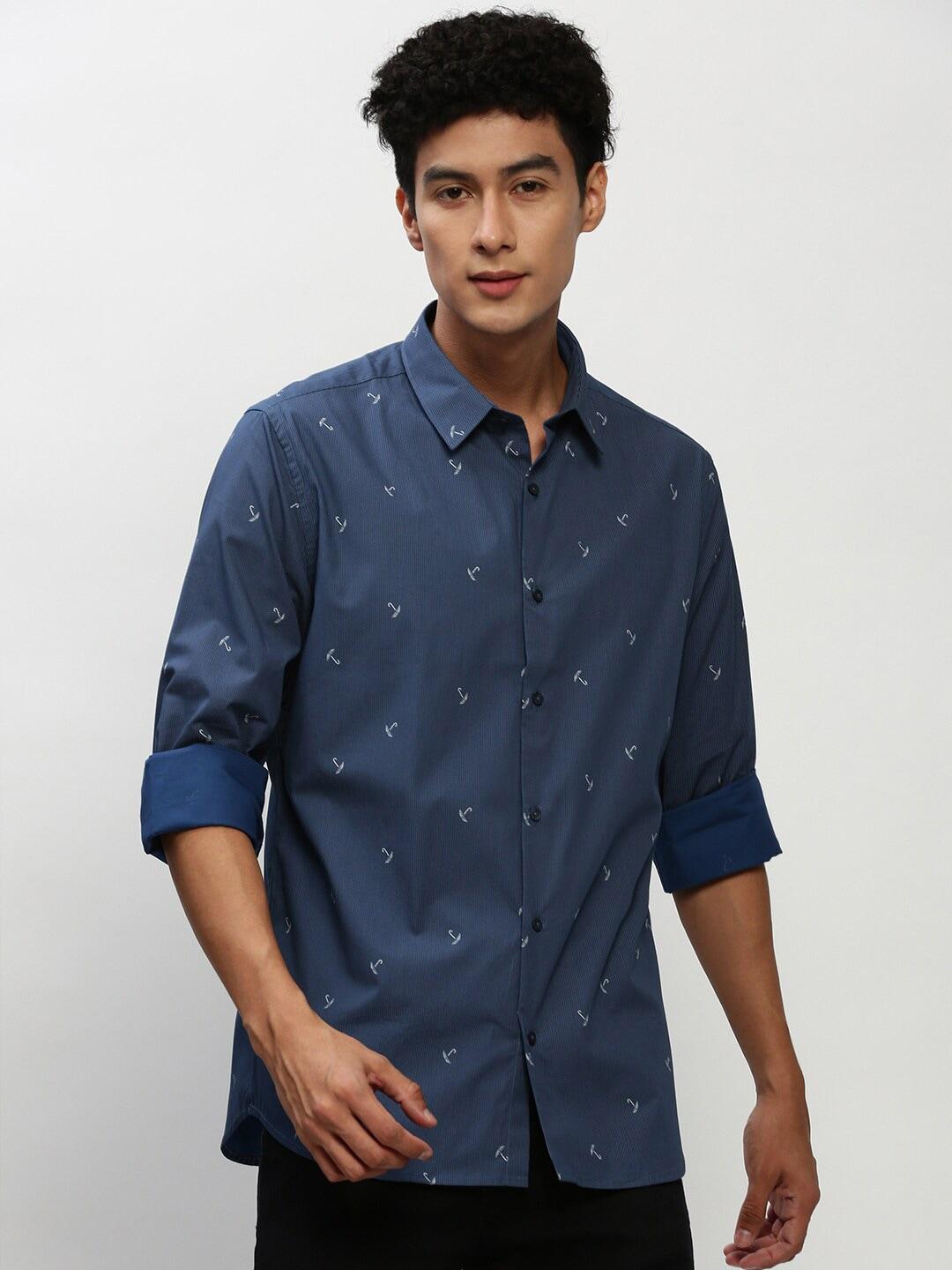 showoff smart slim fit conversational opaque printed cotton casual shirt