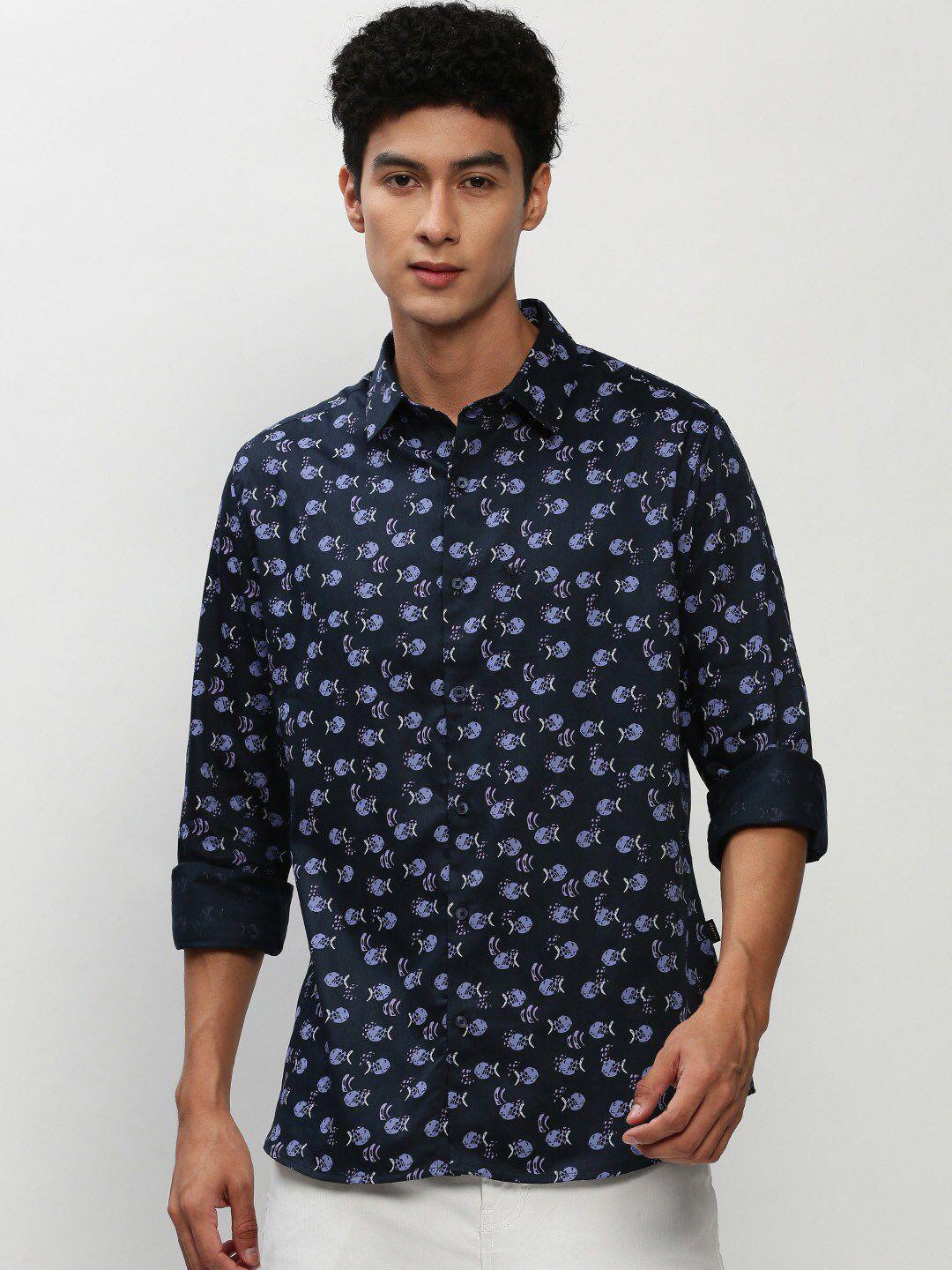 showoff smart slim fit floral opaque printed cotton casual shirt