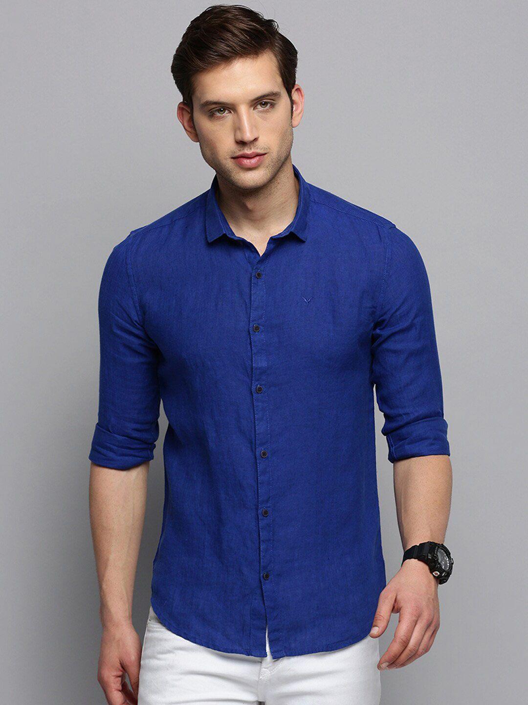 showoff spread collar long sleeves classic casual linen shirt