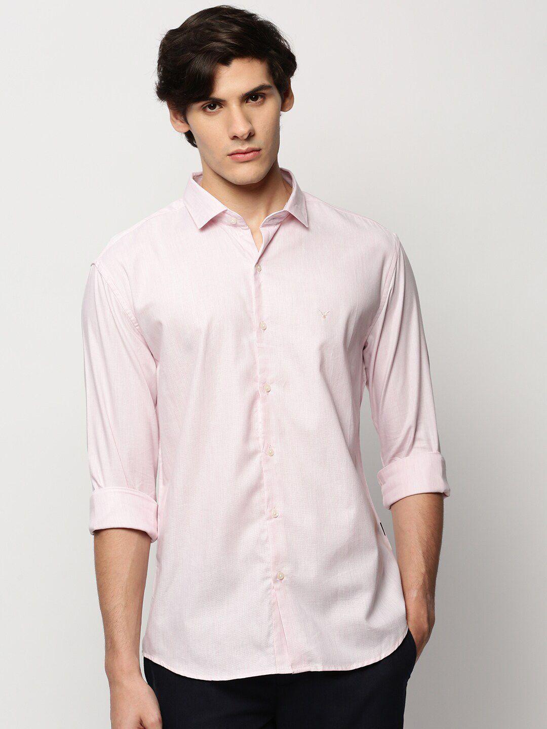showoff standard slim fit spread collar cotton casual shirt