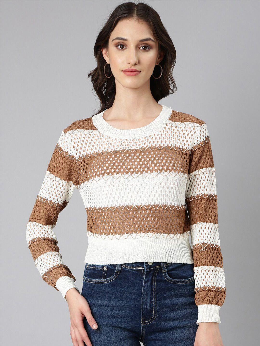 showoff striped long sleeves acrylic top