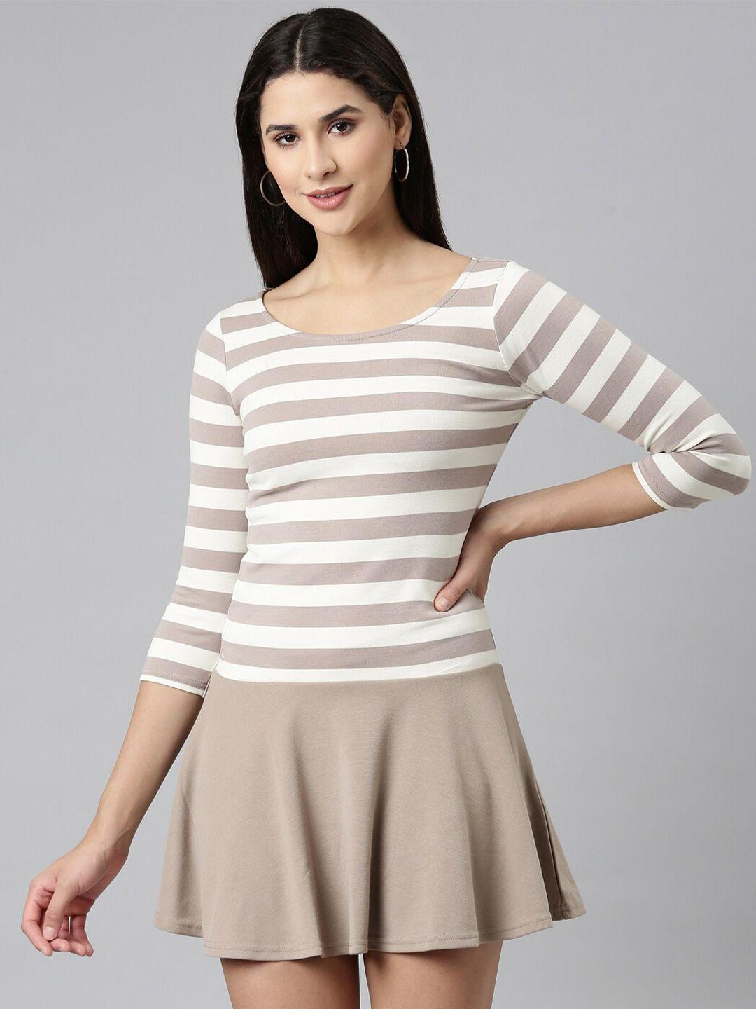 showoff striped mini sheath dress