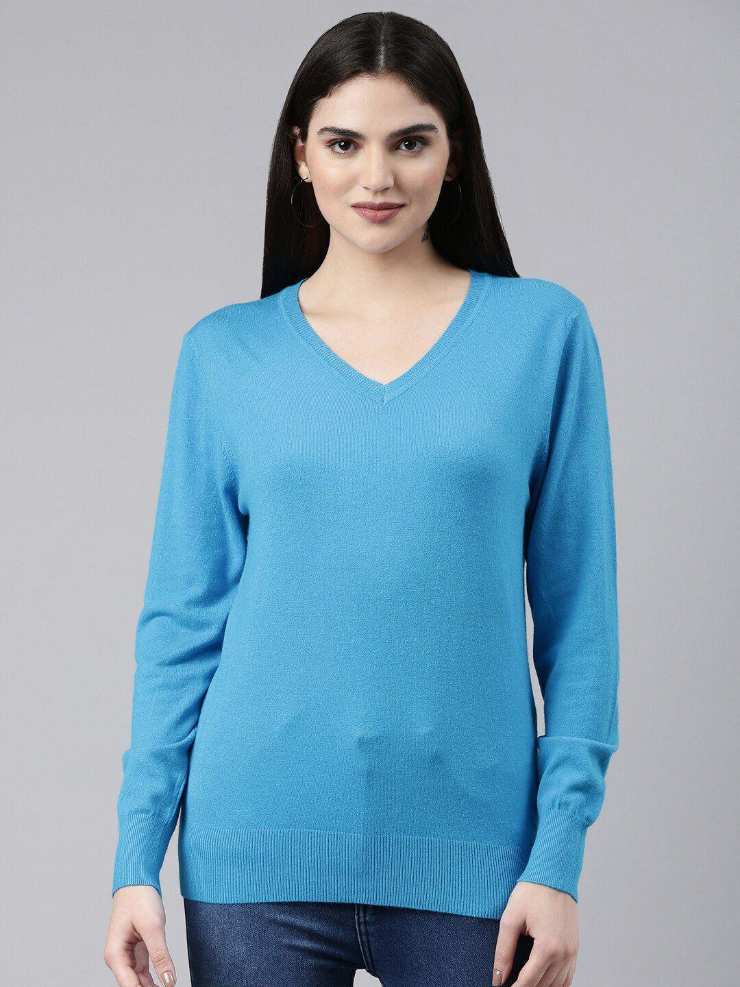 showoff v-neck fitted ribbed acrylic top