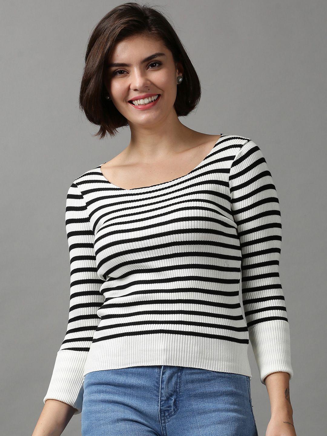showoff white striped top