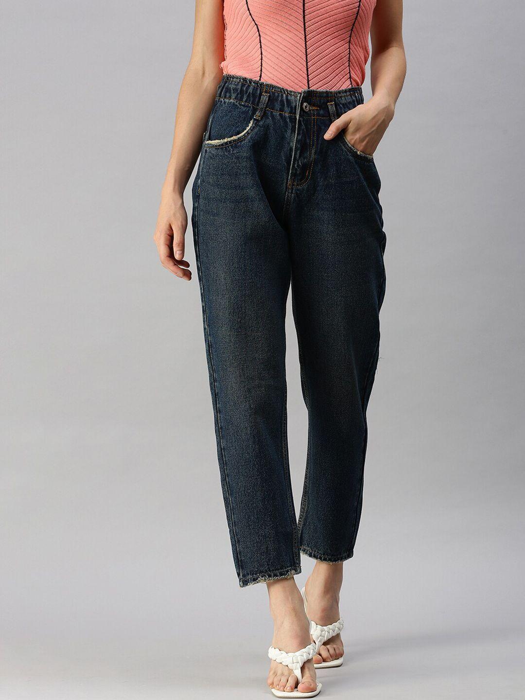showoff women blue jean high-rise jeans