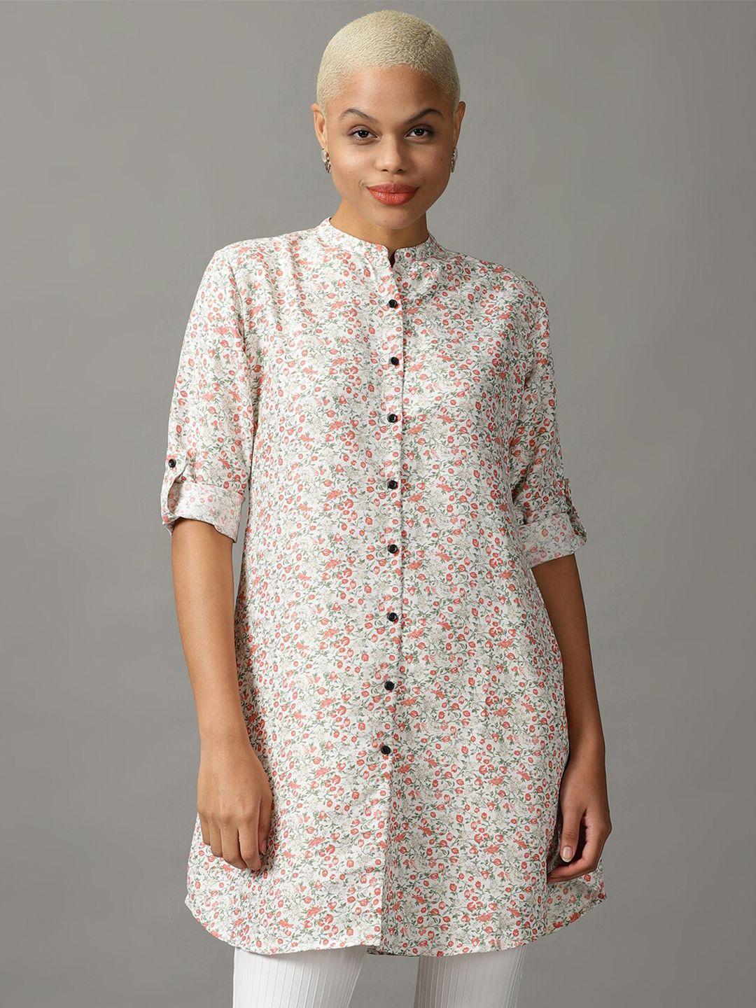 showoff women floral printed casual longline shirt