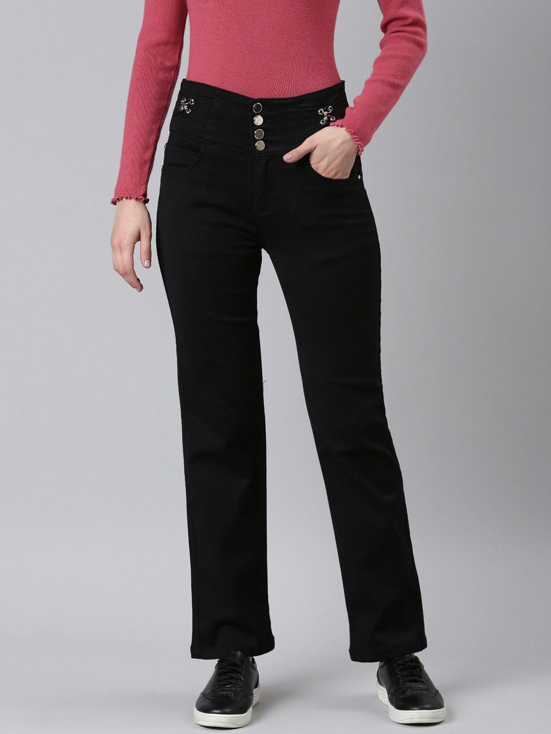 showoff women jean high-rise straight fit stretchable jeans
