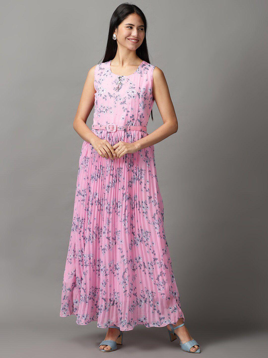 showoff women pink floral maxi dress