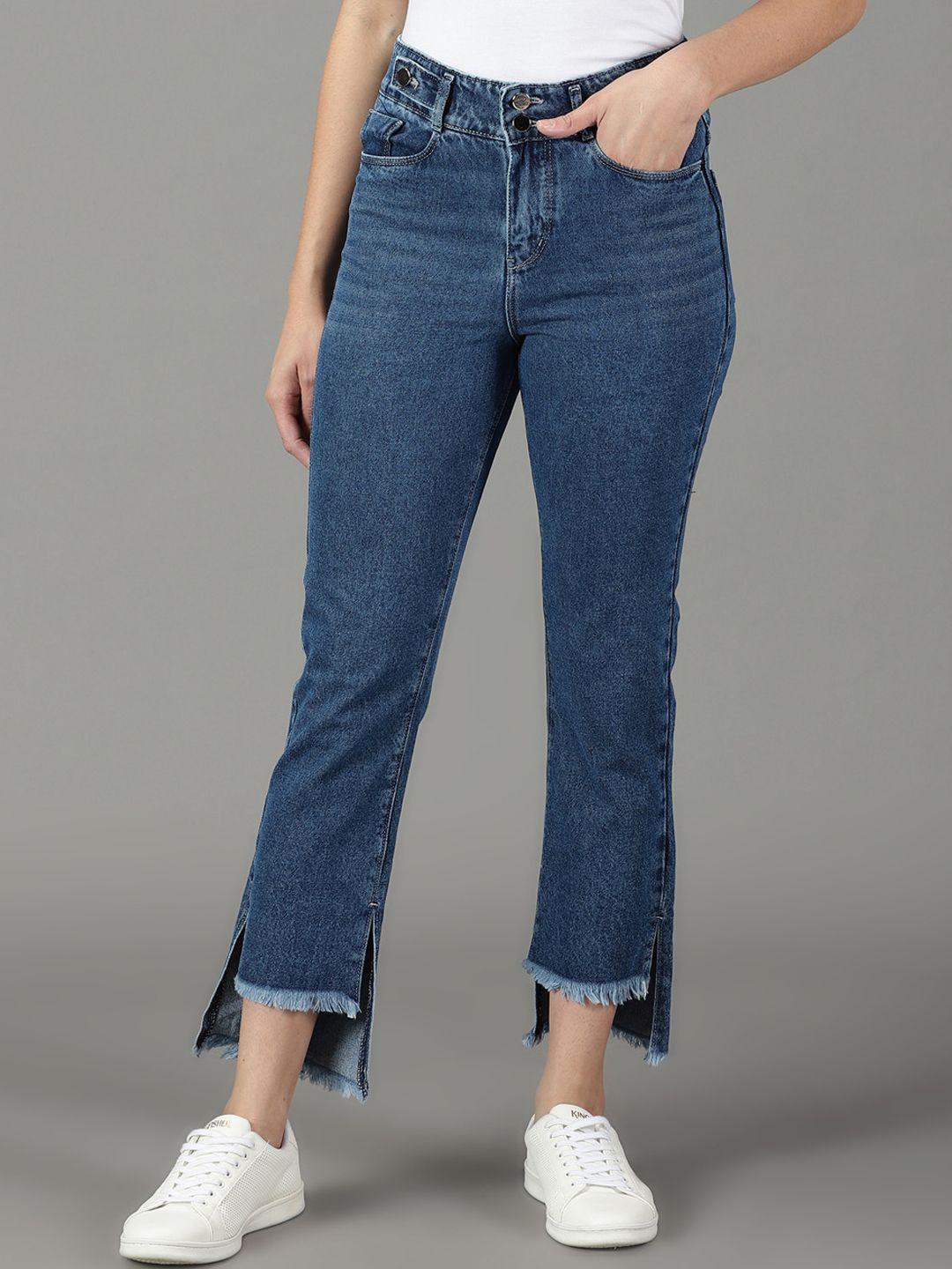 showoff women relaxed fit high-rise cotton jeans
